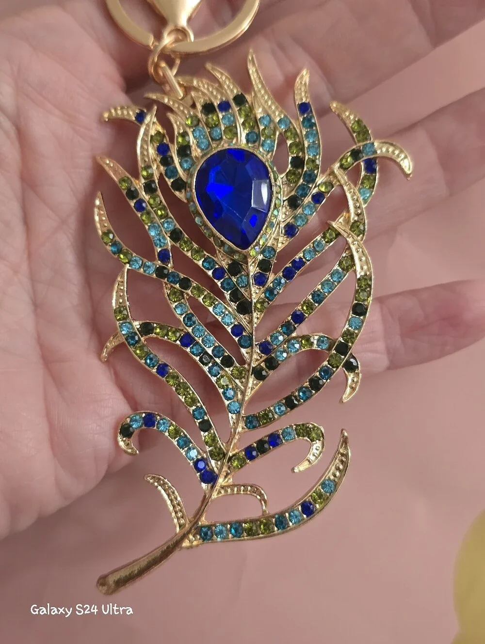 Beautiful Peacock Feather Bag Charm/ Keychain NEW